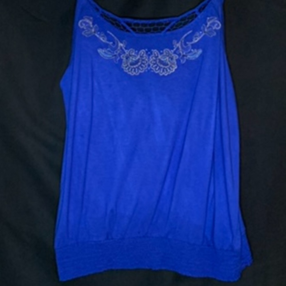 Lane Bryant Blue Plus Size Sleeveless Shirt with Elastic Banded Hemline, 18/20
